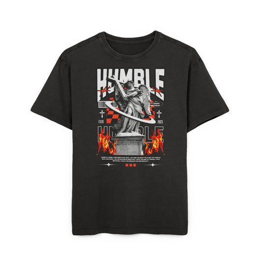 “Humble” Angel Graphic Tee — Vintage Acid-Wash Oversized T-Shirt