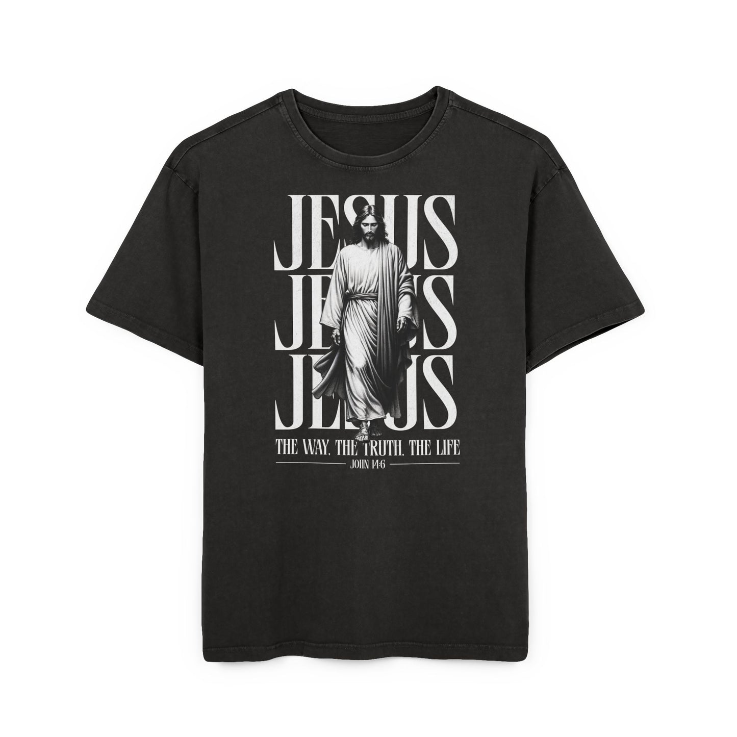 “Jesus” Graphic Tee — Vintage Acid-Wash Oversized T-Shirt