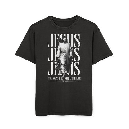 “Jesus” Graphic Tee — Vintage Acid-Wash Oversized T-Shirt