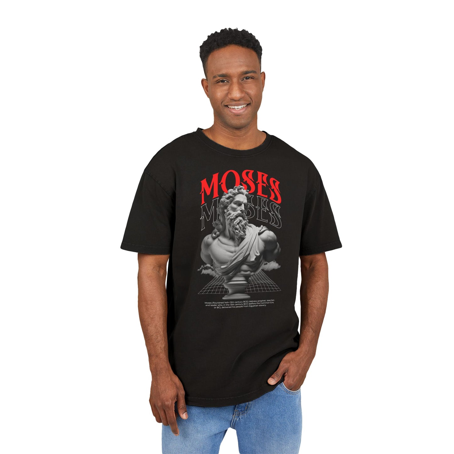 “Moses” Graphic Tee — Vintage Acid-Wash Oversized T-Shirt
