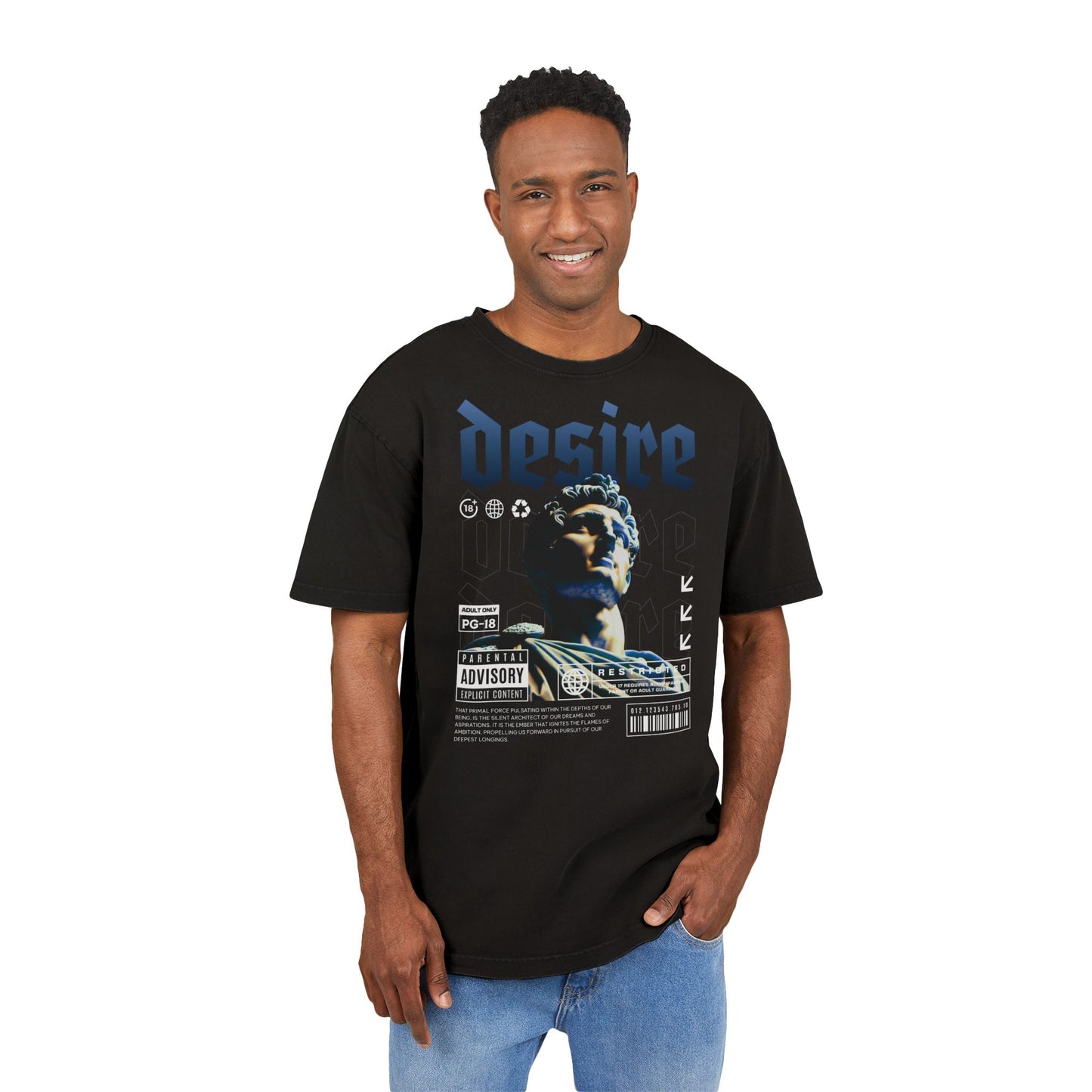 “Desire”  Graphic Tee — Vintage Acid-Wash Oversized T-Shirt