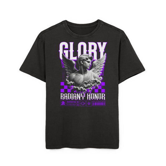 “Glory”  Angel Graphic Tee — Vintage Acid-Wash Oversized T-Shirt