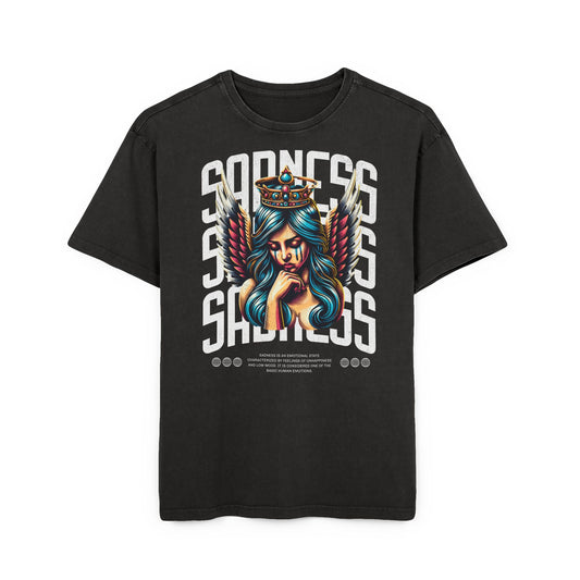 “SadNess”  Graphic Tee — Vintage Acid-Wash Oversized T-Shirt